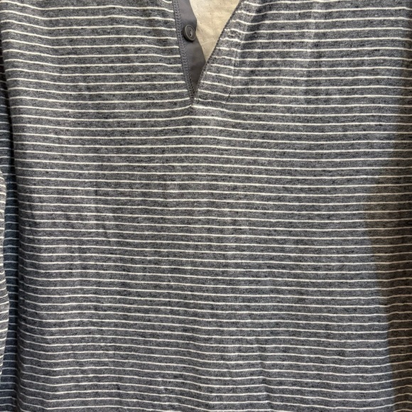 Madewell Doubledown Striped Henley Men’s Long Sleeve Gray Shirt New with Tags - Picture 2 of 6